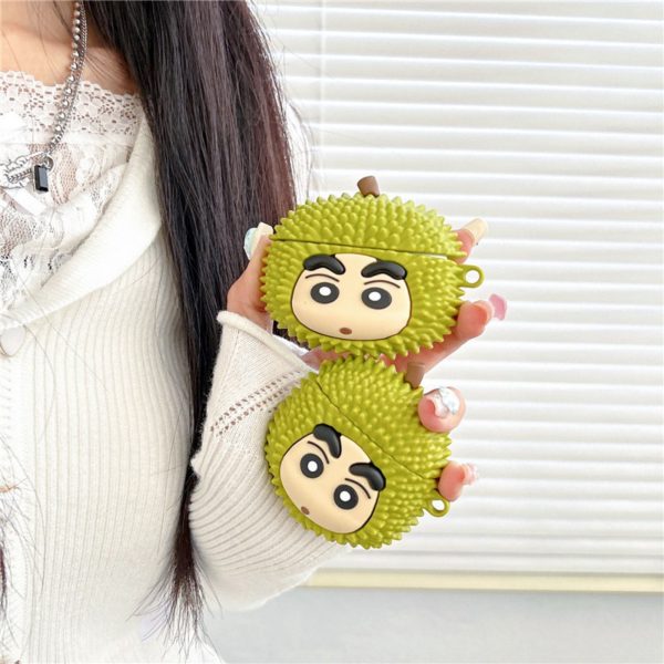 Casing Up Funny Durian Cartoon AirPods Case – 3D Shockproof Silicone Cover for AirPods 1 2 3 Pro Pro 2