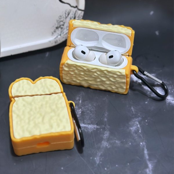 Casing Up 3D Toast Bread AirPods Case – Soft Silicone Funny Food Cover for AirPods 1 2 3 Pro Pro 2