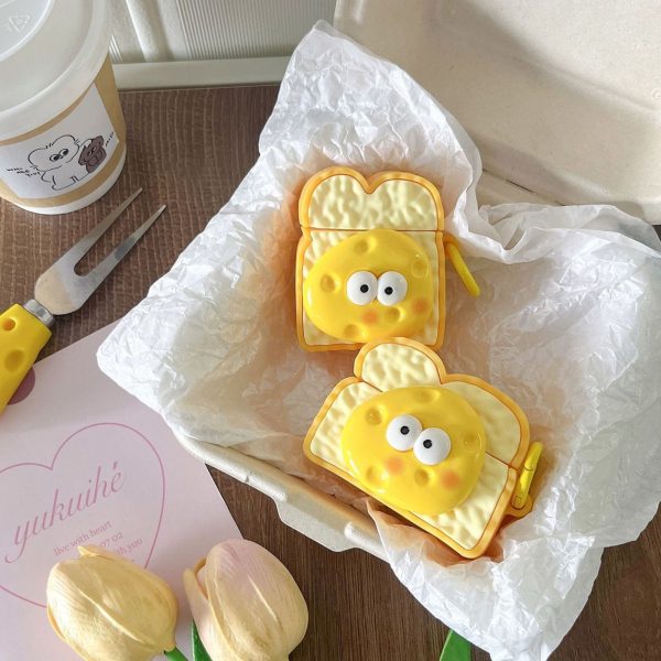 Casing Up Yellow Cheese Toast AirPods Case – Cute Cartoon Food Cover for AirPods 1 2 3 Pro