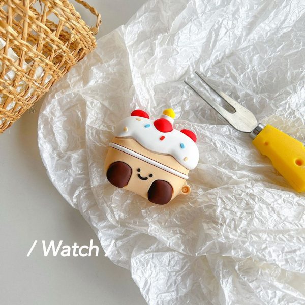 Casing Up Smiling Cupcake AirPods Case – Cute 3D Dessert Silicone Cover for AirPods 1 2 3 4 Pro Pro 2